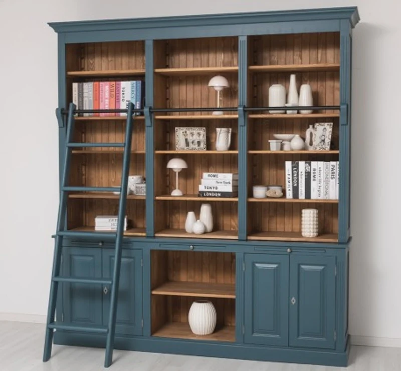 Casa Padrino Bücherregal im Landhausstil mit 4 Türen und 1 Ablage, 229 x 51 x 244 cm