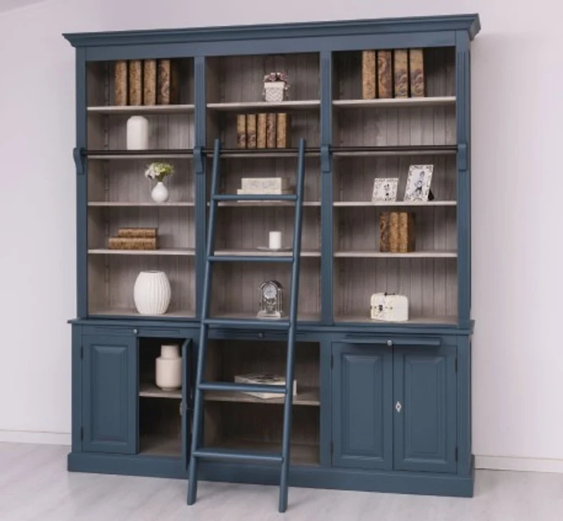 Casa Padrino Bücherregal im Landhausstil mit 4 Türen und 1 Ablage, 229 x 51 x 244 cm