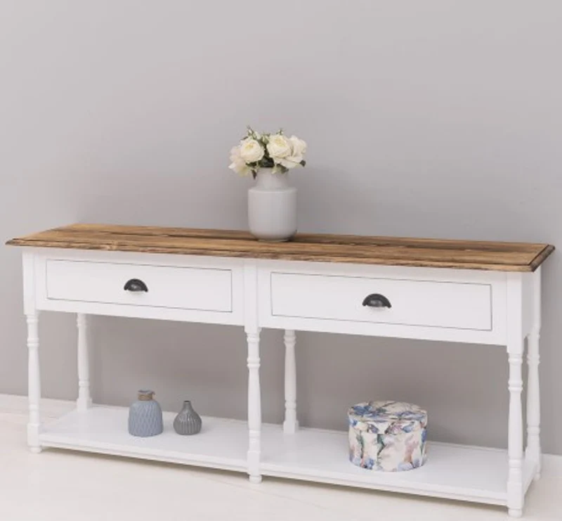 Casa Padrino Konsole im Landhausstil mit 2 Schubladen, 180 x 45 x 76 cm