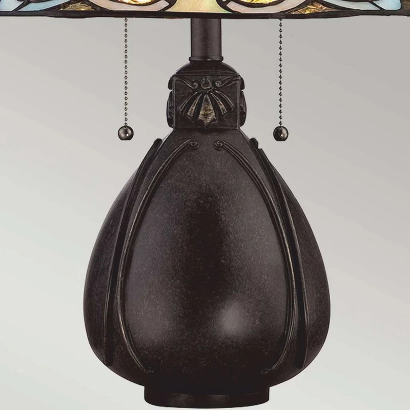 Casa Padrino Tiffany Tischleuchte Bunt / Bronze H. 49,5 cm - Tiffany Leuchten