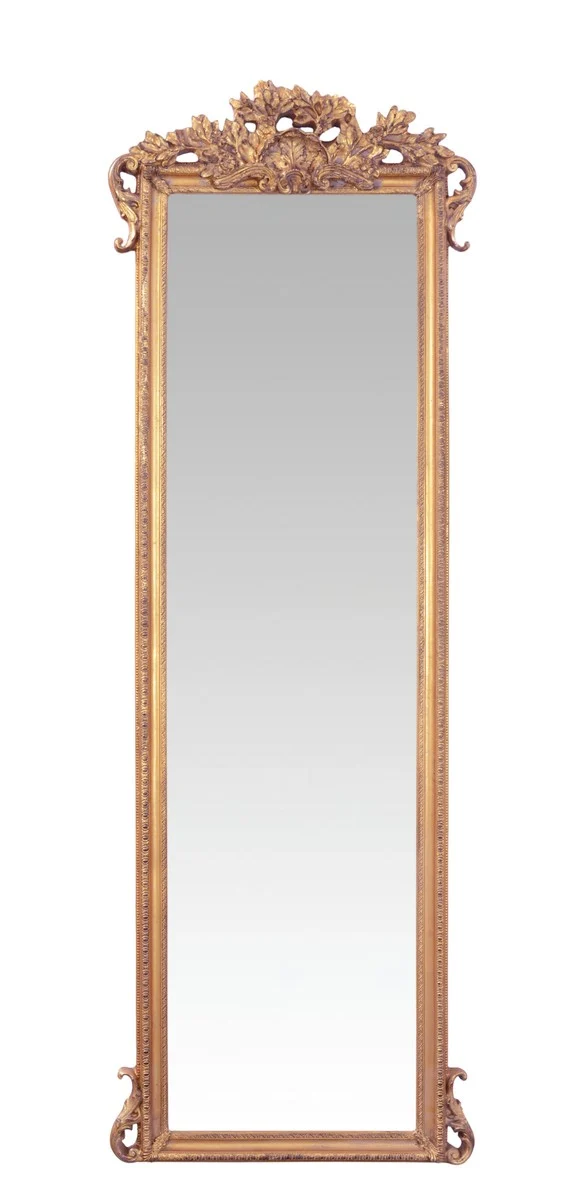 Casa Padrino Barock Wandspiegel in Gold, Prunkvoller Spiegel im Antik Stil, B 67.3 x H 198.5 cm