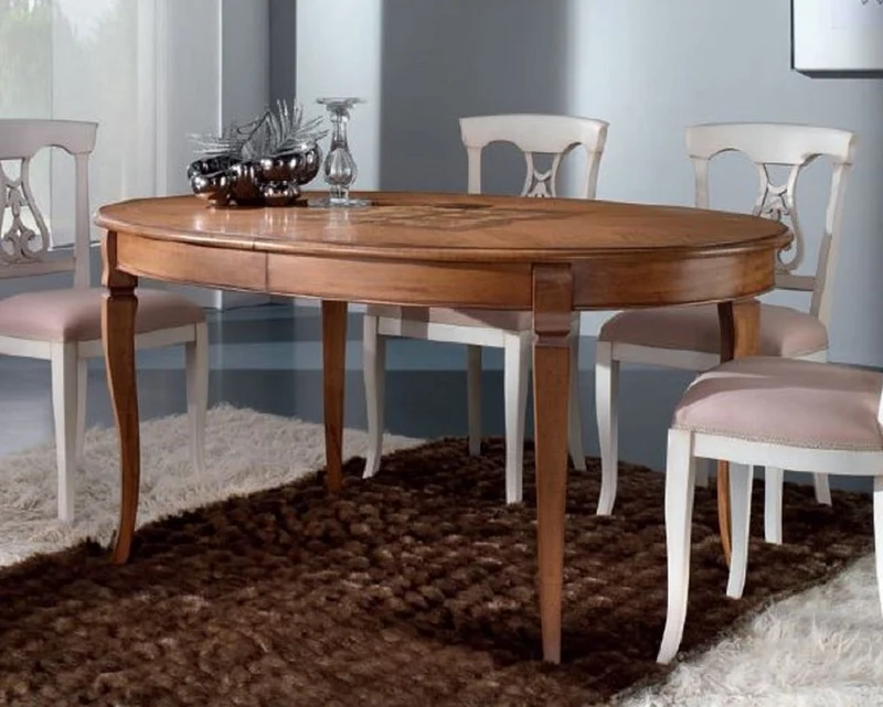 Casa Padrino Luxus Biedermeier Esstisch Braun Intarsien - Ovaler ausziehbarer Massivholz Esszimmertisch - Biedermeier Esszimmer Möbel - Luxus Qualität - Made in Italy