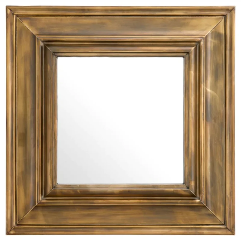 Casa Padrino Luxus Edelstahl Wandspiegel Vintage Messing 100 x 13 x H. 100 cm - Quadratischer Wohnzimmer Spiegel - Schlafzimmer Spiegel - Garderoben Spiegel - Luxus Möbel - Luxus Einrichtung