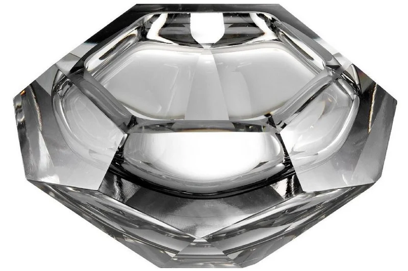 Casa Padrino Luxus Kristallglas Schüssel Grau 20 x 20 x H. 9,5 cm - Sechseckige Deko Schüssel - Luxus Accessoires