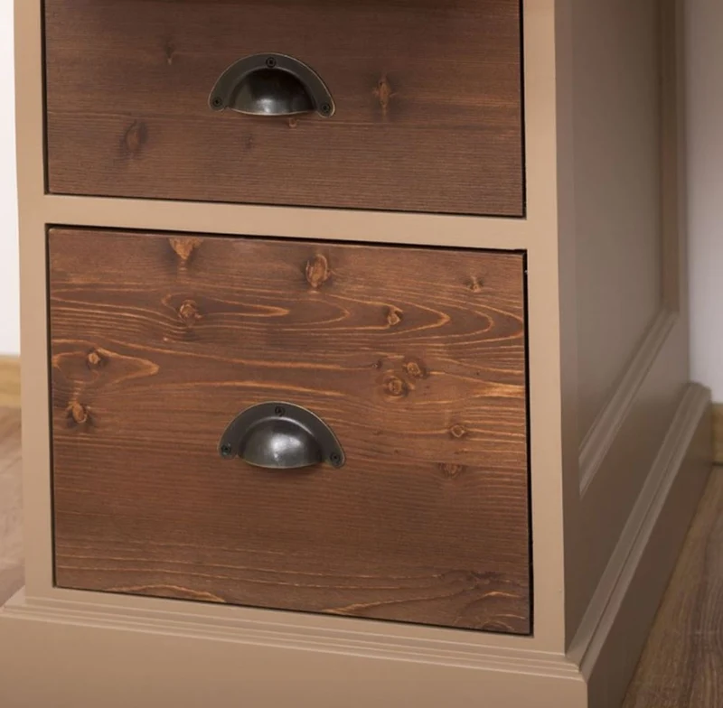 Casa Padrino Landhausstil Massivholz Schreibtisch mit Tür und 3 Schubladen Beige / Dunkelbraun 152 x 70 x H. 78 cm - Büromöbel im Landhausstil