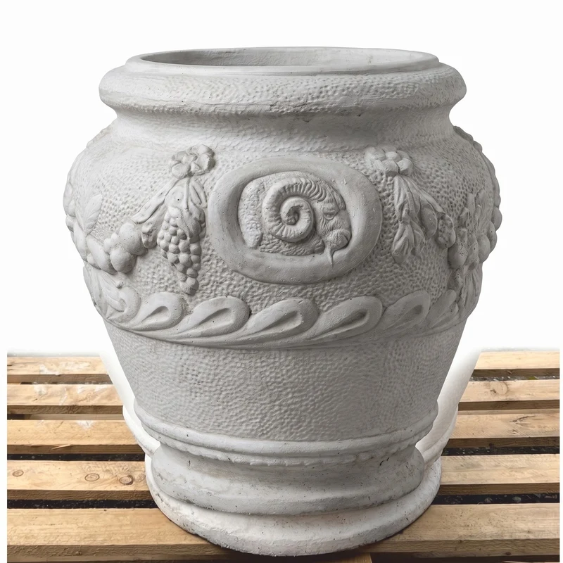 Casa Padrino Barock Garten Deko Blumentopf Grau H. 66 cm