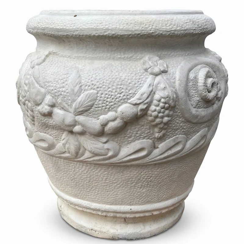 Casa Padrino Barock Garten Deko Blumentopf Grau H. 66 cm