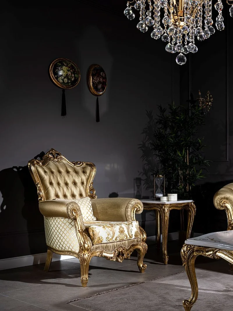 Casa Padrino Luxus Barock Wohnzimmer Sessel mit dekorativem Kissen Gold / Weiß 98 x 90 x H. 117 cm - Prunkvolle Barock Möbel