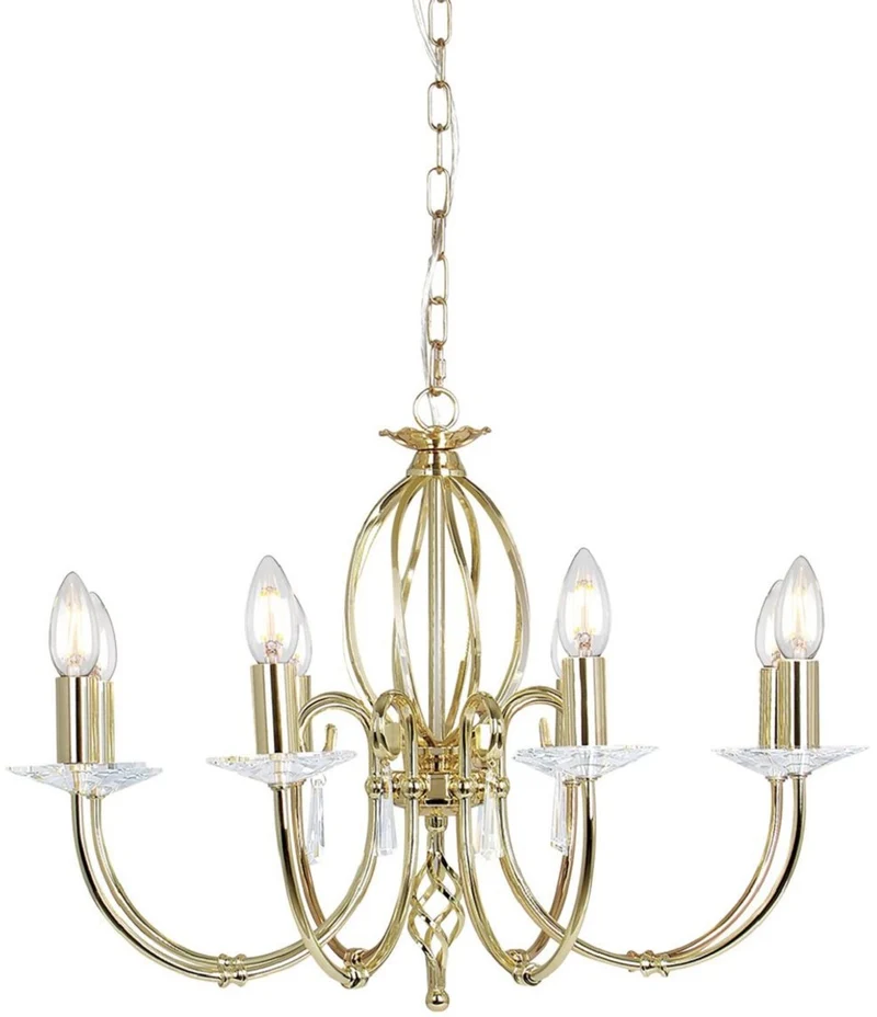 Casa Padrino Barock Kronleuchter Messing Ø 65 x H. 46 cm - Elegante Wohnzimmer Kronleuchter - Kronleuchter im Barockstil