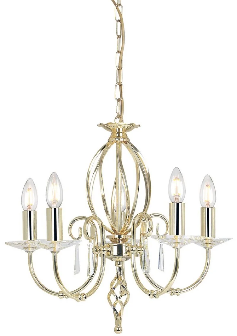 Casa Padrino Barock Kronleuchter Messing Ø 48 x H. 42 cm - Elegante Wohnzimmer Kronleuchter - Kronleuchter im Barockstil