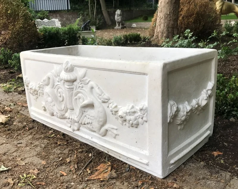 Casa Padrino Barock Blumenkübel Weiß 36 x 81 x H. 43 cm - eckiges Blumengefäß im Barockstil - Blumenkübel - Pflanzkübel Jugendstil Antik Stil