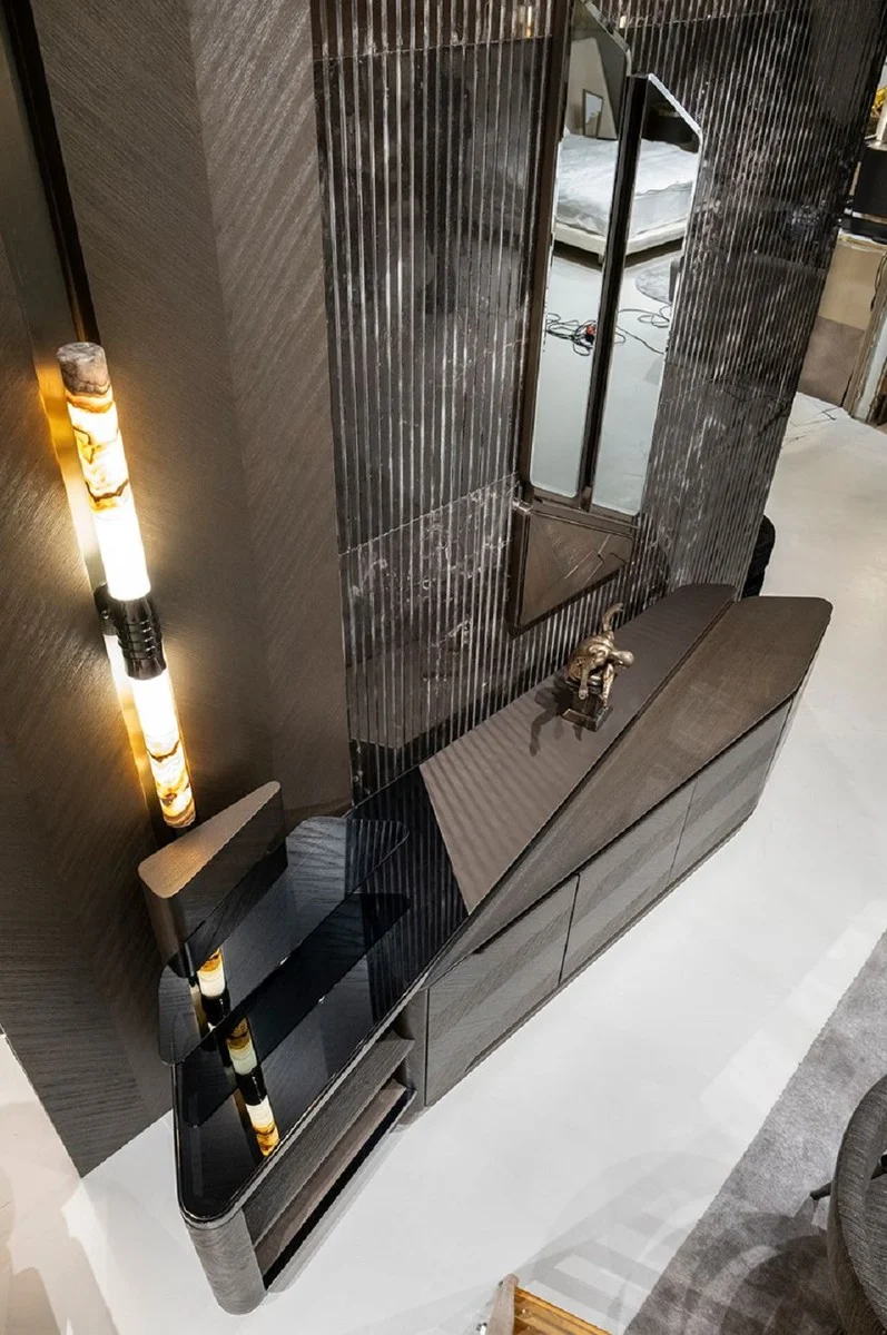 Casa Padrino Luxus Wandspiegel Dunkelbraun / Bronze 50,6 x 7 x H. 140,3 cm - Wohnzimmer Spiegel - Hotel Spiegel - Wohnzimmer Möbel - Hotel Möbel - Luxus Möbel - Luxus Interior