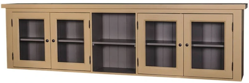 Casa Padrino Landhausstil Küchenhängeschrank Beige / Grau 192 x 31 x H. 65 cm - Oberschrank mit 4 Glastüren