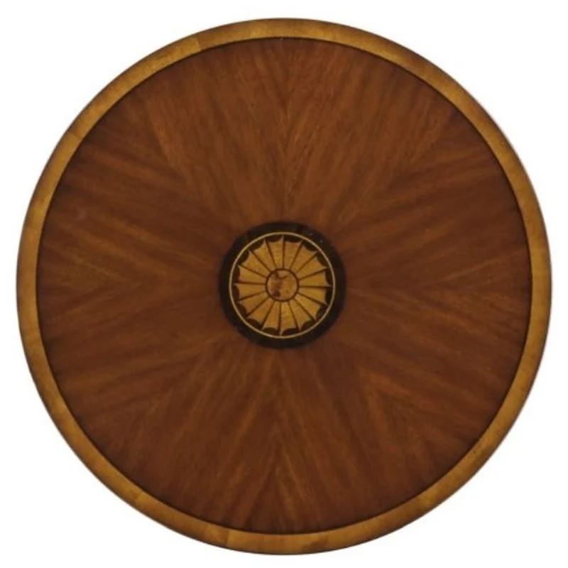 Casa Padrino Luxus Jugendstil Mahagoni Beistelltisch Braun / Gold Ø 51 x H. 69 cm - Kleiner Runder Beistelltisch mit Schublade