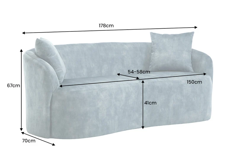 Design Sofa ARCO petrol 2-Sitzer Couch Samt 180 cm Federkern