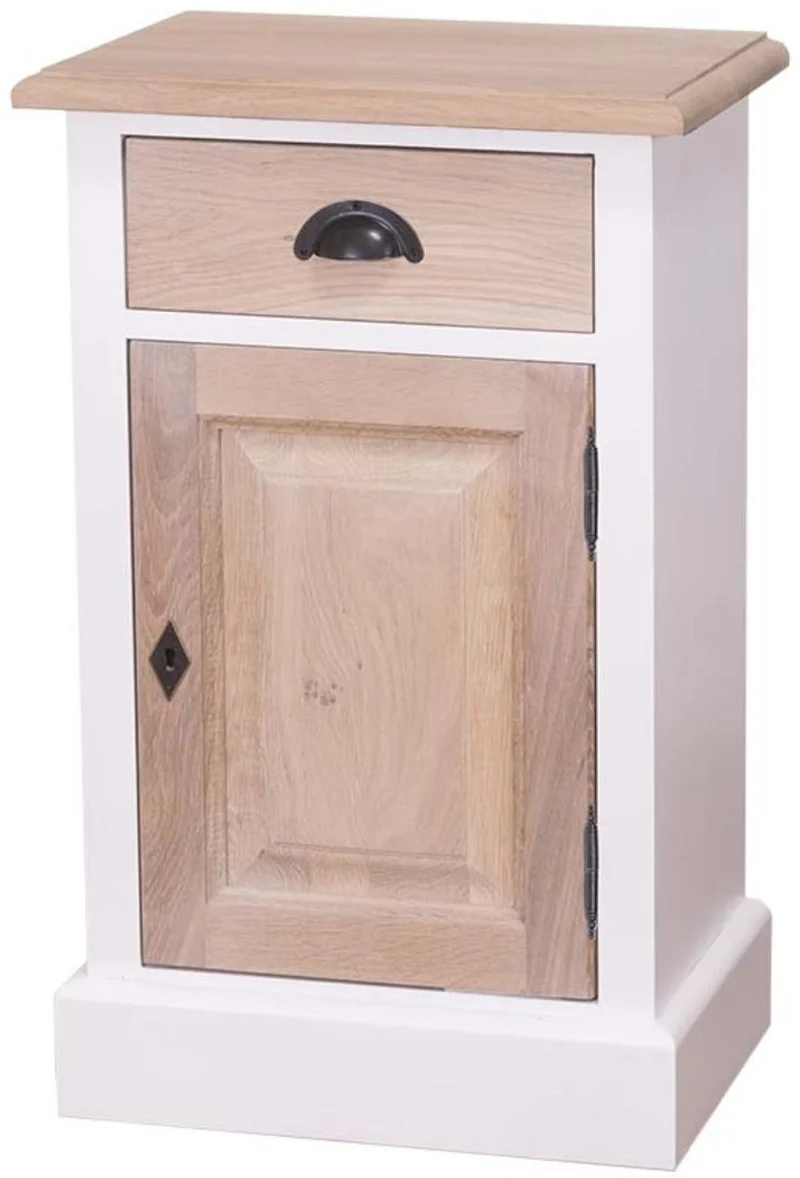 Casa Padrino Landhausstil Schlafzimmer Kommode in Weiß und Naturfarben 47 x 32 x H. 75 cm