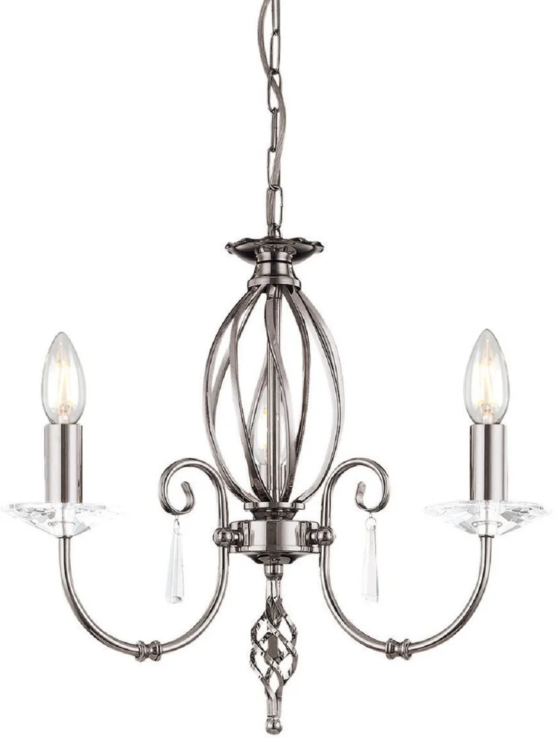 Casa Padrino Barock Kronleuchter Silber Ø 38 x H. 42 cm - Elegante Wohnzimmer Kronleuchter - Kronleuchter im Barockstil