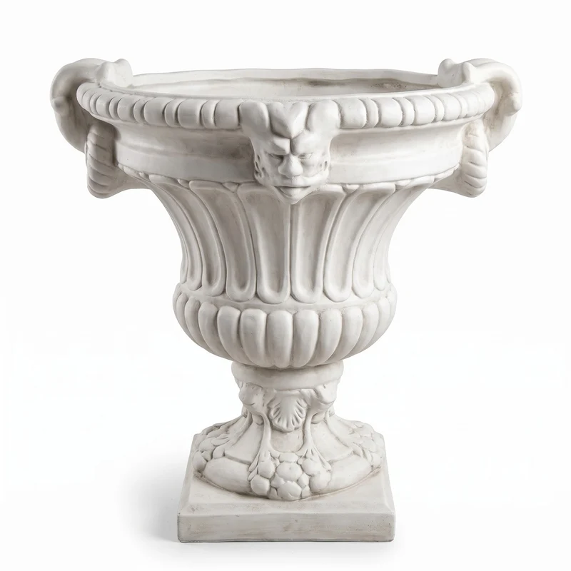 Casa Padrino Barock Blumentopf Ø 73 x H. 70 cm Weiß - Runder Prunkvoller Pflanzentopf im Barockstil - Blumenkübel - Pflanzkübel