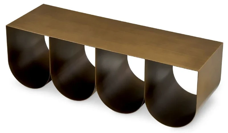 Casa Padrino Luxus Couchtisch Messing 120 x 40 x H. 38 cm - Rechteckiger Metall Wohnzimmertisch - Wohnzimmer Möbel - Hotel Möbel - Luxus Metall Möbel