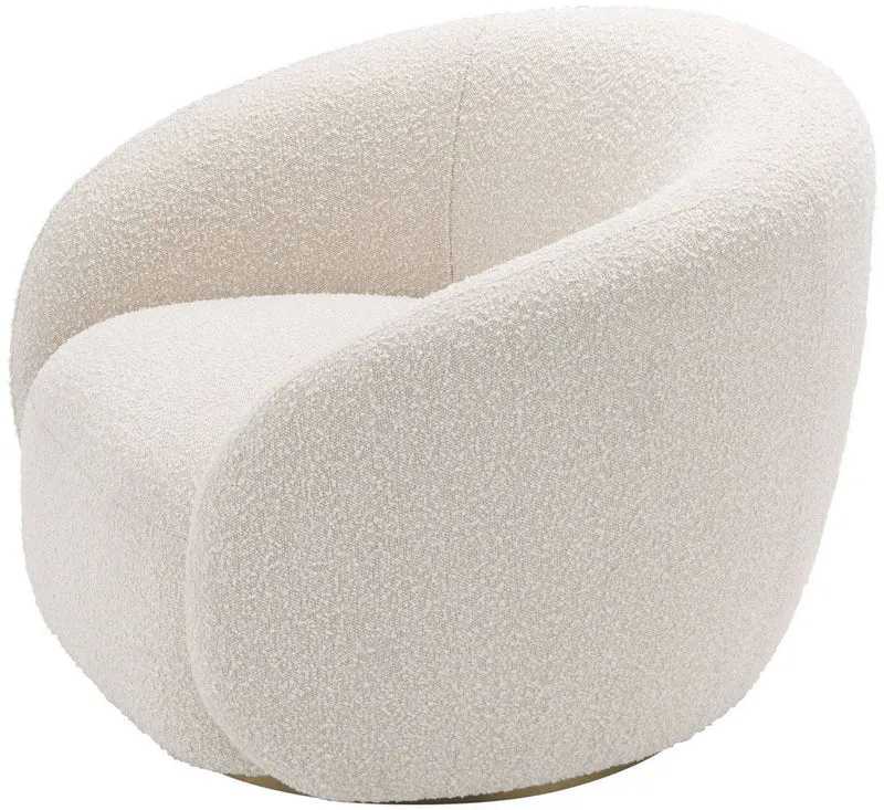 Casa Padrino Luxus Drehsessel Creme / Messingfarben 96 x 85 x H. 70 cm - Wohnzimmer Sessel - Luxus Möbel