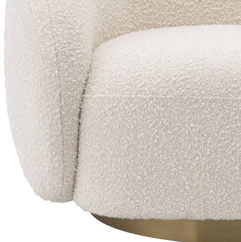 Casa Padrino Luxus Drehsessel Creme / Messingfarben 96 x 85 x H. 70 cm - Wohnzimmer Sessel - Luxus Möbel