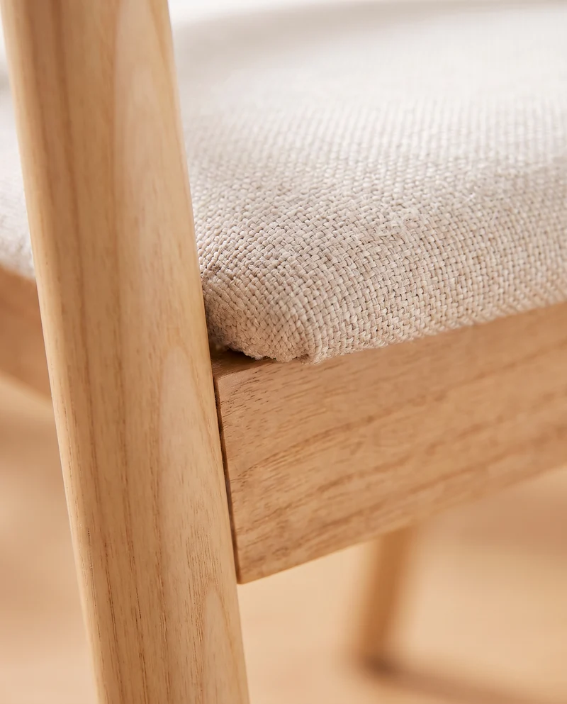 Japandi Essenhouten Barkruk Licht Beige