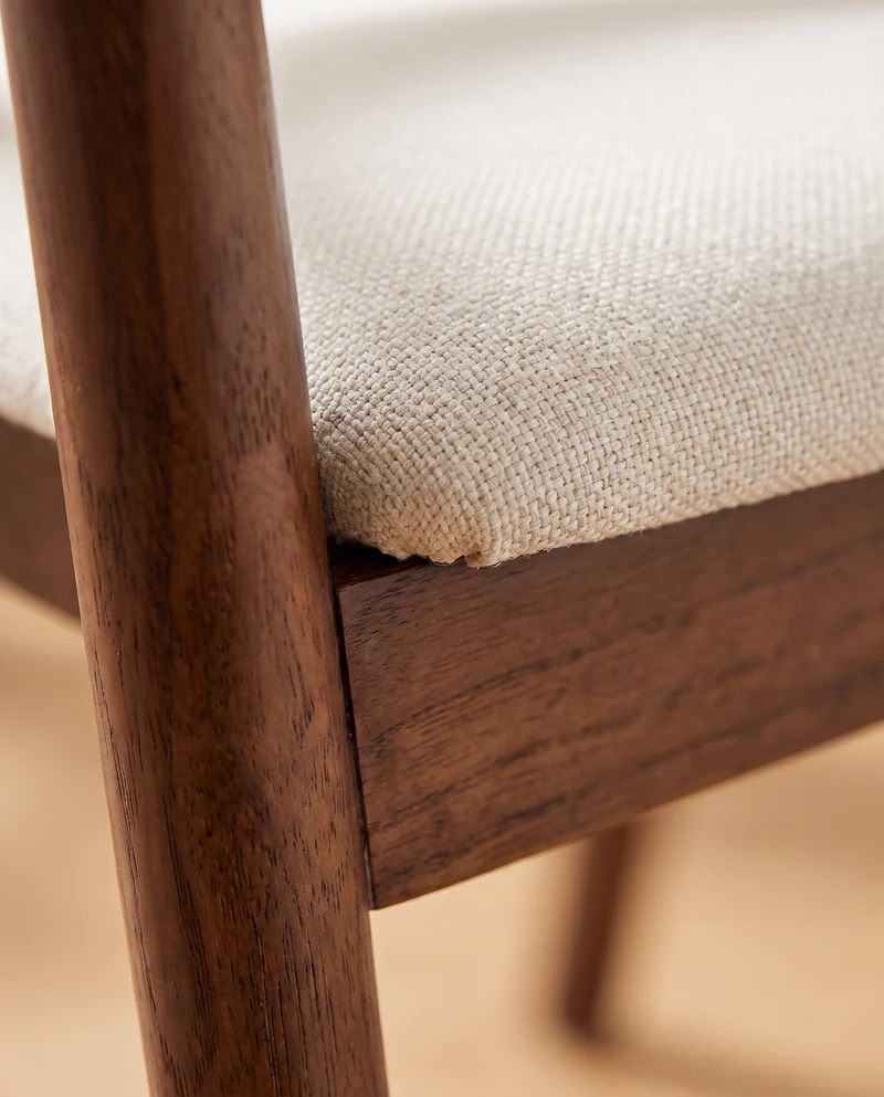 Japandi Essenhouten Barkruk Walnut Beige