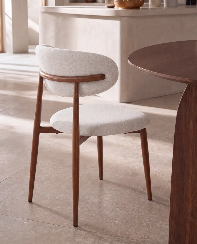 Japandi Eetkamerstoel Noa – Walnoot & Stone