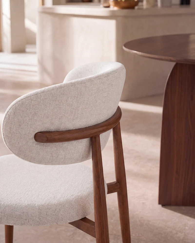 Japandi Eetkamerstoel Noa – Walnoot & Stone
