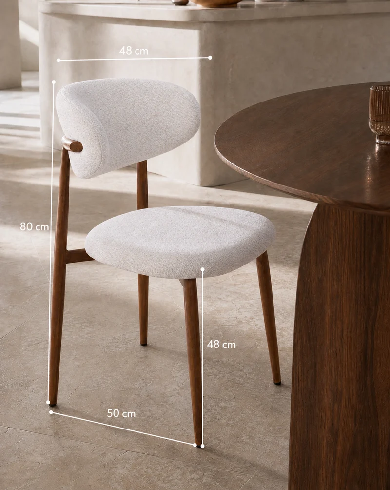 Japandi Eetkamerstoel Noa – Walnoot & Stone