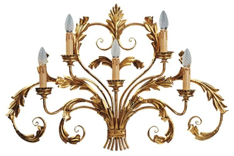 Casa Padrino Luxus Barock Wandleuchte Gold mit Patina 87 x 17 x H. 55 cm - Handgefertigte Metall Wandlampe - Barock Wandleuchten