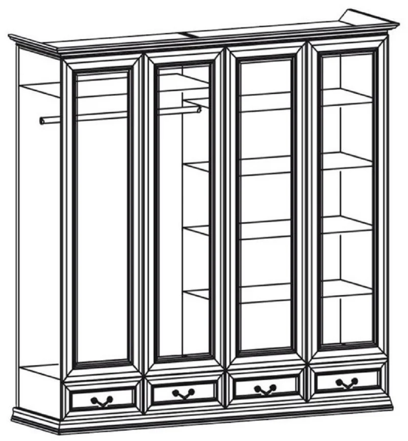 Casa Padrino Luxus Schlafzimmerschrank Braun 212,6 x 60,5 x H. 207,9 cm - Massivholz Kleiderschrank mit 4 Türen und 4 Schubladen - Luxus Massivholz Schlafzimmer Möbel