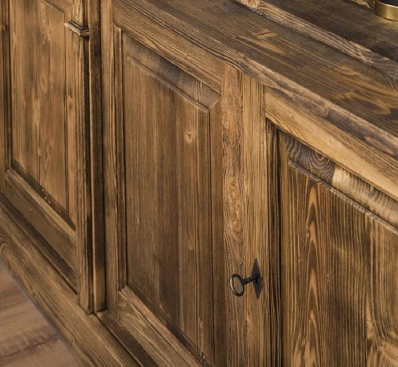 Casa Padrino Landhausstil Bücherschrank mit Leiter Braun 223 x 51 x H. 228 cm - Massivholz Schrank - Wohnzimmerschrank - Regalschrank - Büroschrank - Landhausstil Möbel