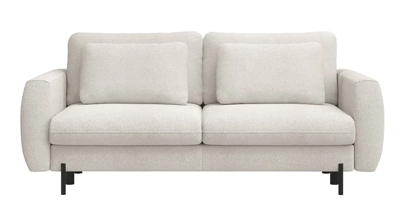 Dreisitziges ausklappbares Sofa Rane mit Stauraum, cremefarben, hydrophobes Chenille
