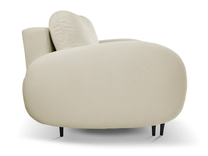 Ausklappbare Bafra Couch mit Schlaffunktion und Bettkasten, cremefarbener Cordstoff