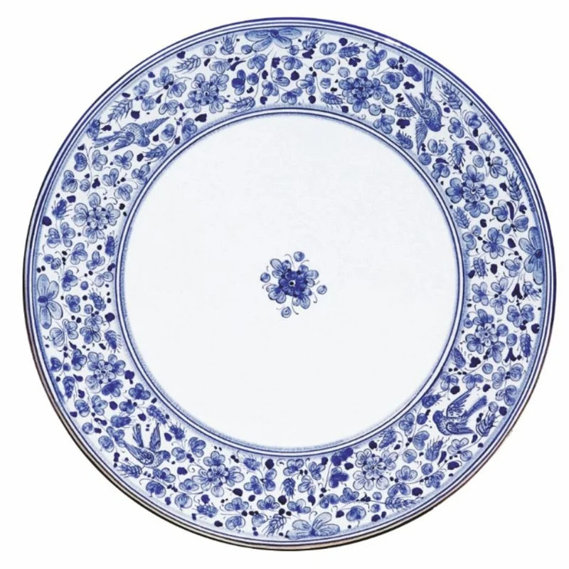 Casa Padrino Luxus Jugendstil Esstisch Weiß / Blau / Schwarz Ø 140 cm - Runder Gartentisch - Gastronomie Möbel - Made in Italy