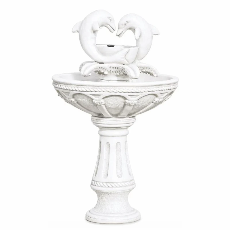 Casa Padrino Jugendstil Springbrunnen Delphine Weiß H. 128 cm - Gartenbrunnen