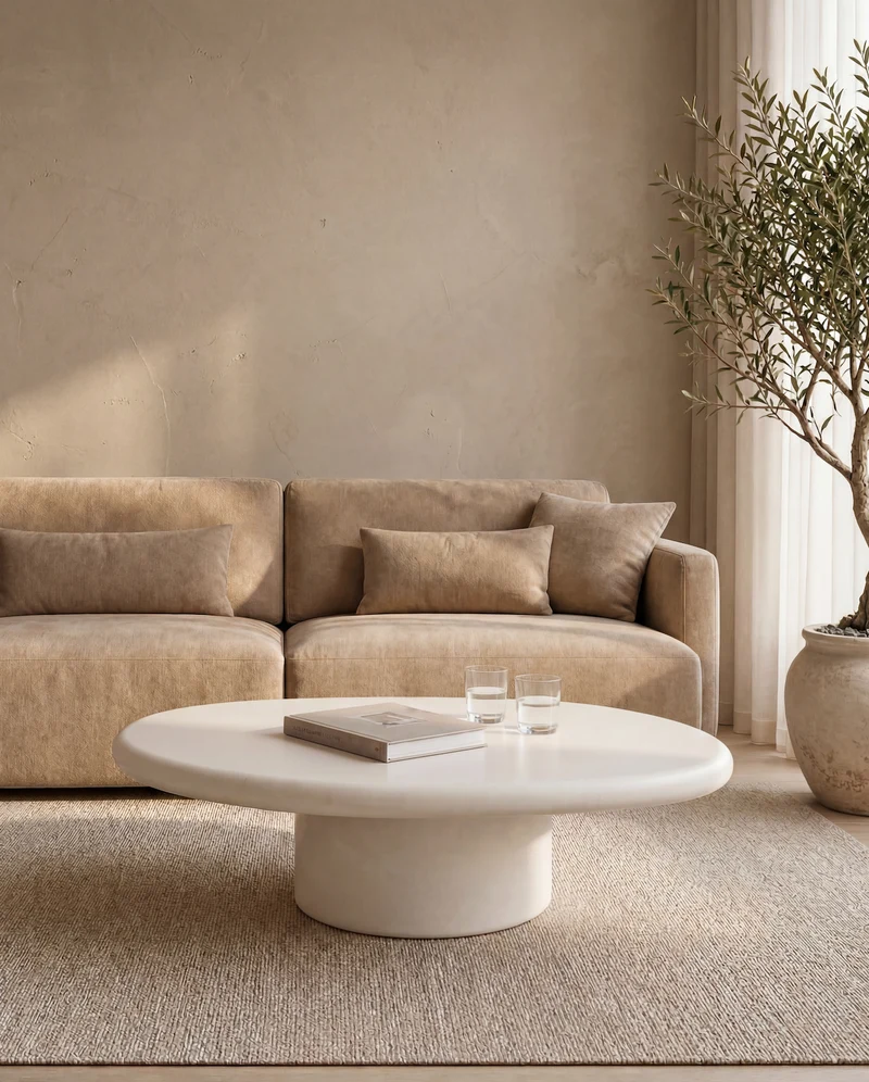 Sora Organische Salontafel Off White 110 x 90 x 35 cm