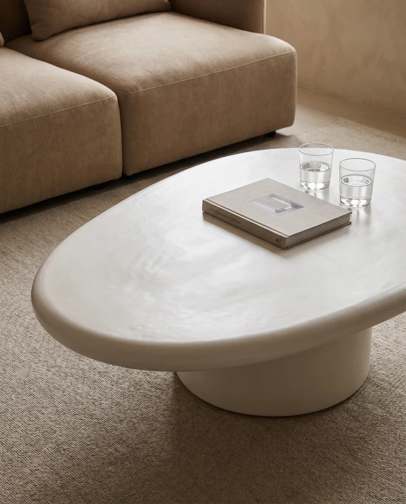 Sora Organische Salontafel Off White 110 x 90 x 35 cm