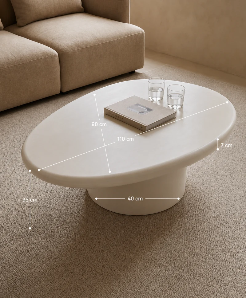Sora Organische Salontafel Off White 110 x 90 x 35 cm