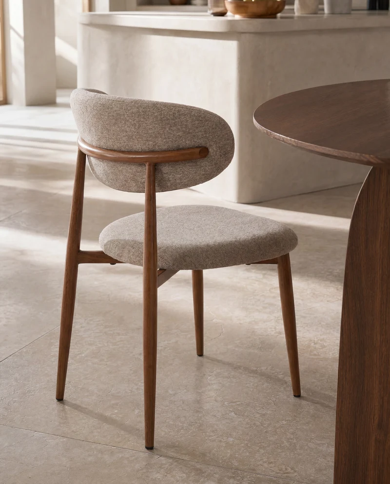 Japandi Eetkamerstoel Noa – Walnoot & Beige