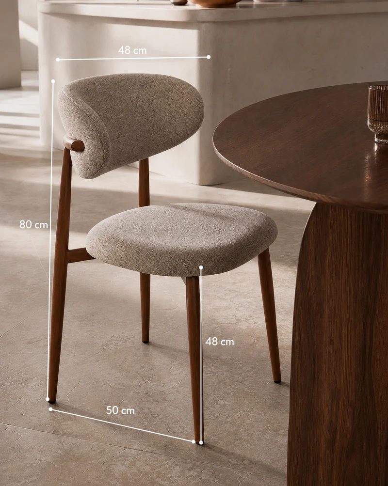 Japandi Eetkamerstoel Noa – Walnoot & Beige