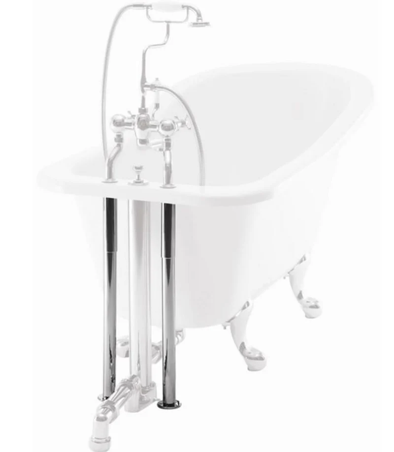 2 Dekorations Rohre Chrom für Nostalgie Badewanne Naturstein freistehend 1700mm BCha
