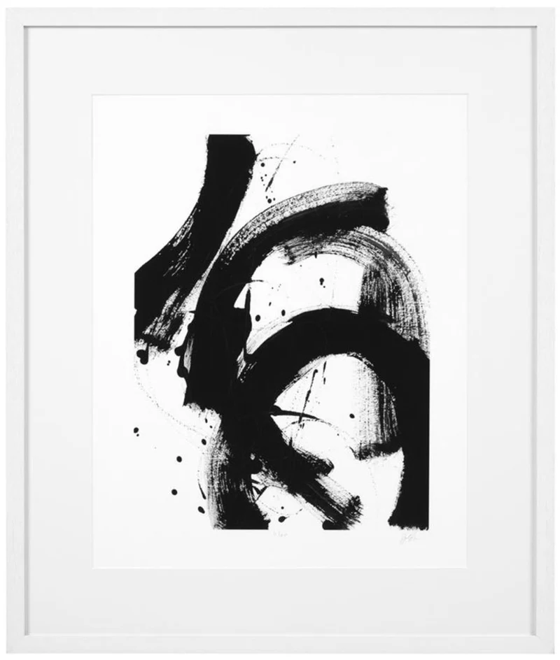 Casa Padrino Luxus Bild Design I Schwarz / Weiß 85 x H. 100 cm - Kunstdruck mit Holzrahmen