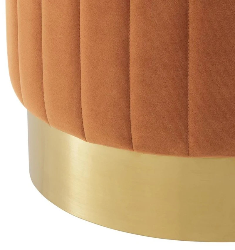 Casa Padrino Hocker Orange / Messing Ø 40 x H. 45 cm - Luxus Sitzhocker