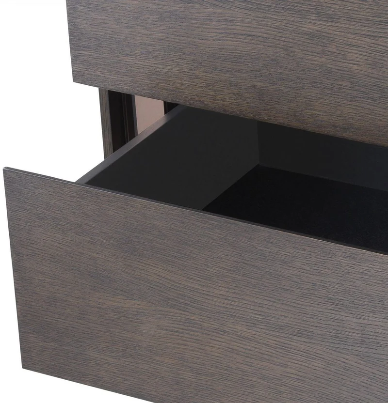 Casa Padrino Luxus Nachttisch Mokka / Bronzefarben 76,5 x 46 x H. 62 cm - Beistelltisch mit 2 Schubladen und Spiegelglas - Luxus Möbel