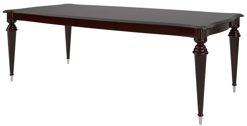 Casa Padrino Luxus Barock Esstisch Dunkelbraun Hochglanz / Silber 218 x 108 x H. 77 cm - Edler Massivholz Esszimmertisch - Hochwertige Esszimmer Möbel im Barockstil