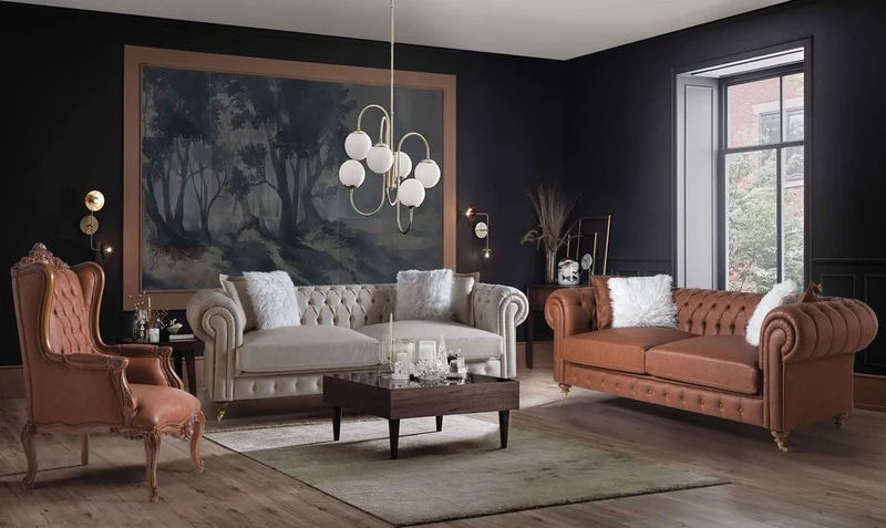 Casa Padrino Luxus Chesterfield Sofa Braun 240 x 100 x H. 78 cm - Edles Wohnzimmer Sofa - Chesterfield Möbel