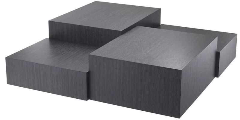 Casa Padrino Luxus Wohnzimmer Couchtisch Grau 112 x 112 x H. 40 cm - Wohnzimmertisch mit 3 verschiedenen Tischhöhen - Luxus Möbel