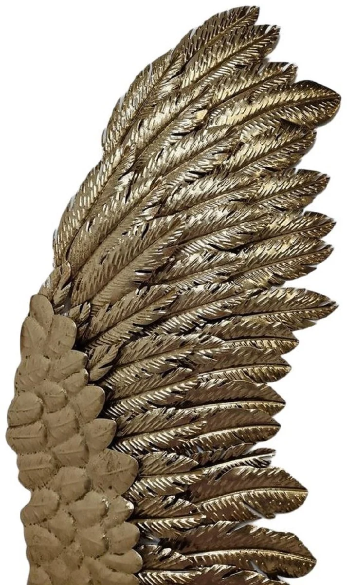Casa Padrino Luxus Wanddeko Engelsflügel Gold 44,5 x 4,4 x H. 115,6 cm - Dekorative Metall Flügel - Deko Accessoires